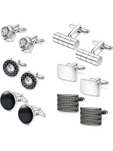 6 Pairs Classic Dandy Modern Cufflinks Set for Men Wedding Business Cufflinks Shirt Tux Accessories Father's Day Gift with Box