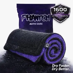 Phantom 1600 GSM Twisted-Loop Drying Towel – Ultra-Absorbent, Scratch-Free Microfiber That Dries Your Car in One Pass (24”x36”)