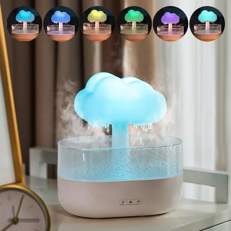 Cloud Shaped Raindrop Aroma Diffuser for Summer, Desk Air Humidifiers with Colorful Night Light, Humidifier Flavored Air, Electric Silent Operation Be