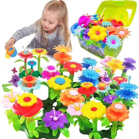 Flower Garden Building Toys for Girls 130 PCS Floral Arrangement Playset Gift for Creative Play Pretend Gardening Educational Toy for Kids 3-7 Years Old STEM Learning Toy