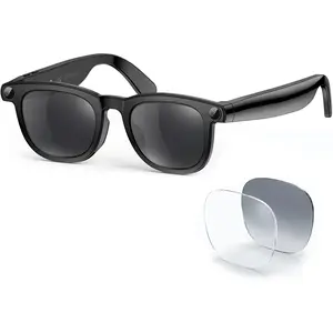 Earlysincere Smart Glasses with 8MP 4K POV Camera, HD Video, AI Vision Assistant, Translation & Voice Transcriber, Open-Ear Audio, Extra Photochromic Lenses, Bluetooth Sunglasses for Vlog, Outdoor EarlySincere