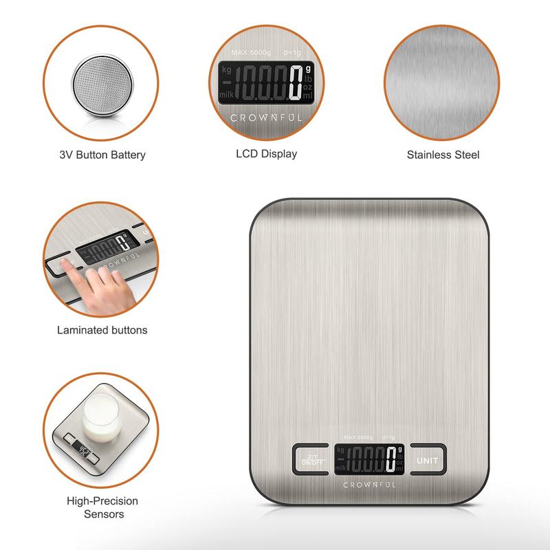 Digital Kitchen Scale: 11lb, Perfect Precision in a Compact Design (Get it in 1-5 Business days) Measuring Stainless