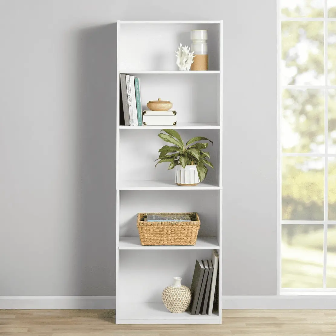 Mainstays 5-Shelf Adjustable Bookcase, Indoor Living Room Furniture (Shelves & Racks)