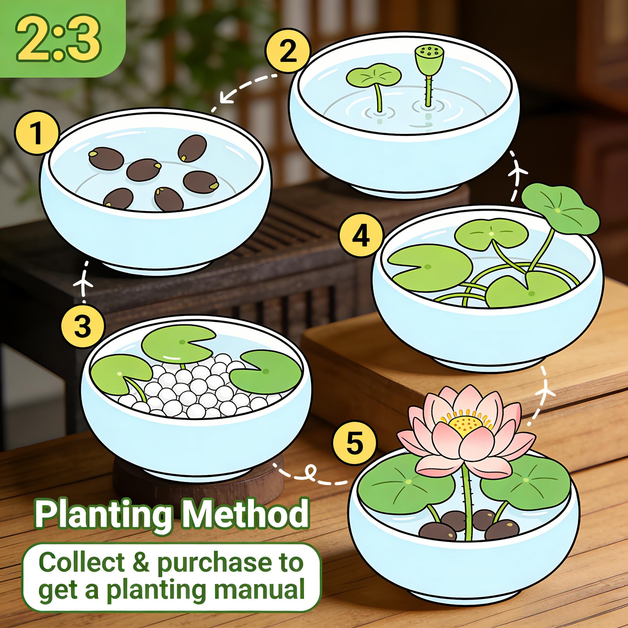 20 Mixed Color Bonsai Lotus Seeds for Ornamental Ponds & Home Planting - Easy to Plant, All Seasons, Open Mouth Bowl Variety