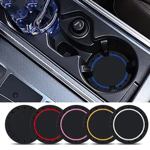 2pcs Car Coaster Non-Slip Silicone Mat For Car Water Cup Auto Interior Anti-Slip Cup Pad Drink Holder Mat Decoration Accessories