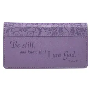 Be Still Purple Faux Leather Checkbook Cover 1 - Psalm 46:10