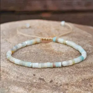 Handmade Natural Amazonite 3mm Tibetan Beads Healing Reiki Crystal Men Women Minimalist Lucy Boho Bracelet