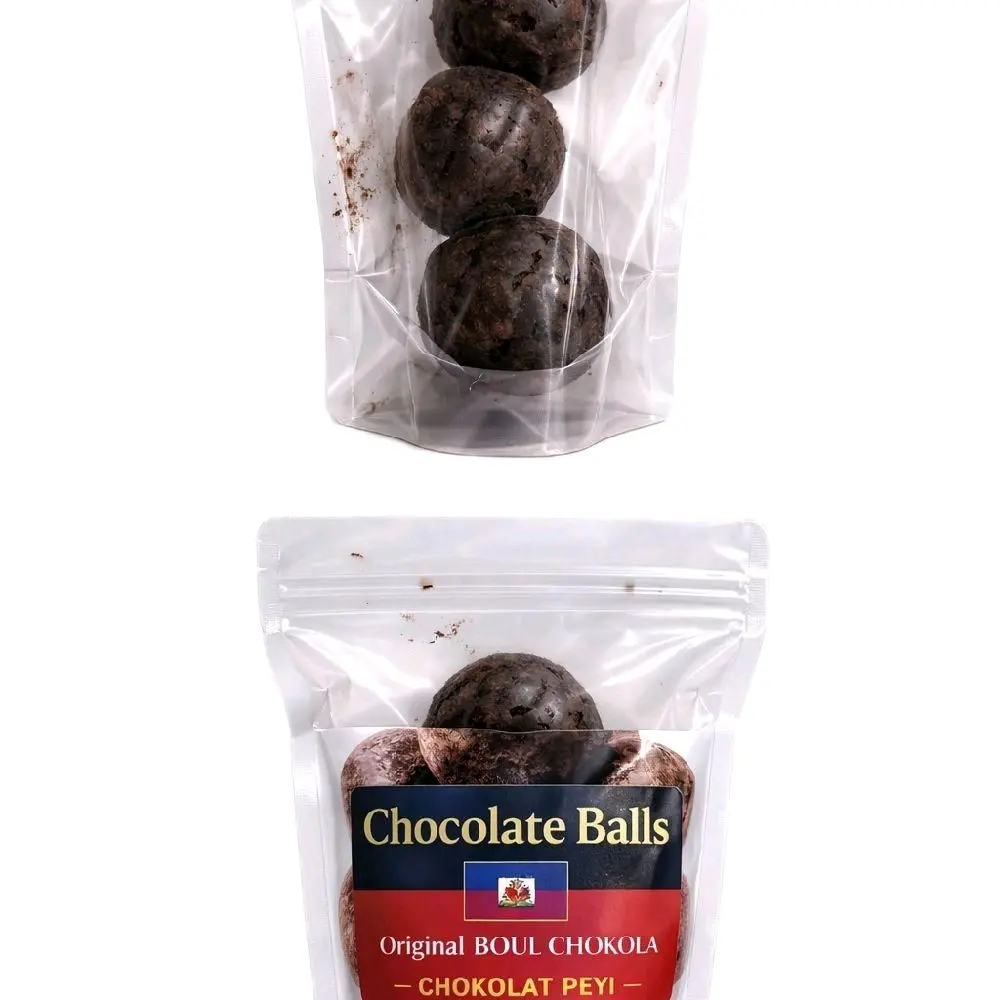 Boul Chokola Peyi Haitian Traditional Dark Cocoa Balls Chocolate Candy Snacks, 3-Pieces Gluten Free Low Sugar Natural Ingredients 103g for Homemade Hot Chocolate