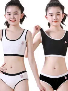2026 New Girls' Underwear Set, 2-Pack Bra & Panty Combo, Youth Development Stage Clothing, School Uniform Style