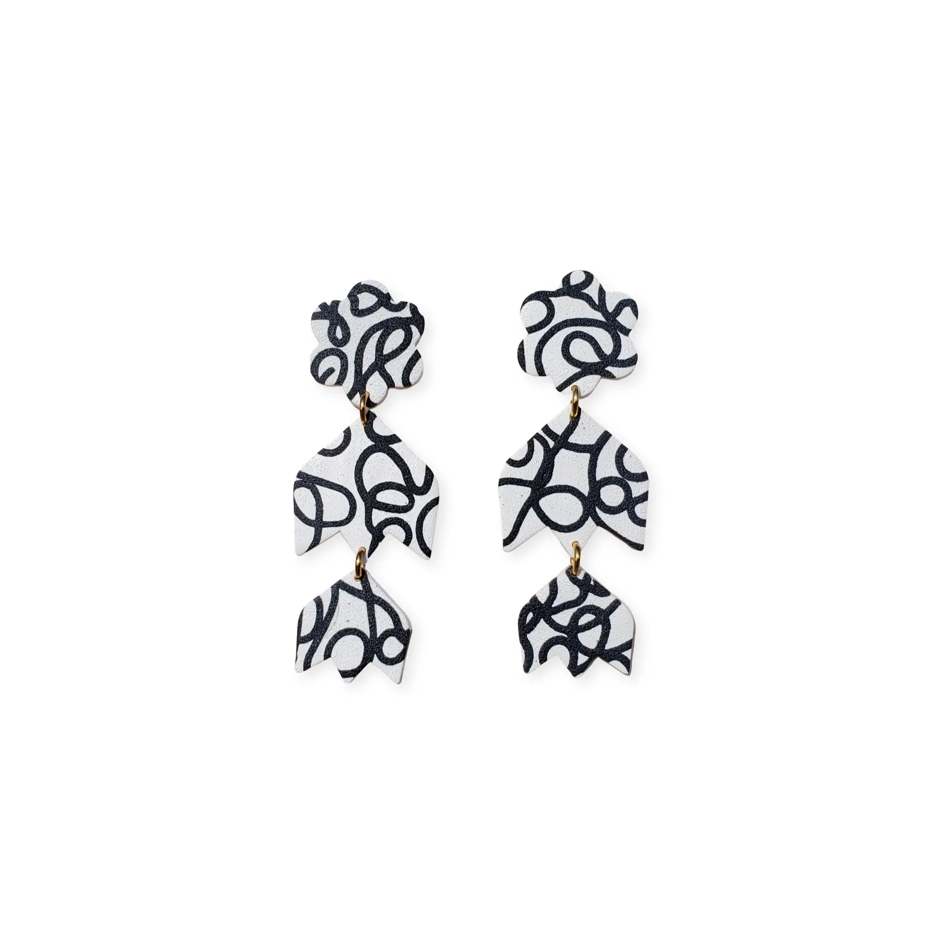 Shaunette - Black & White Swirl Earring