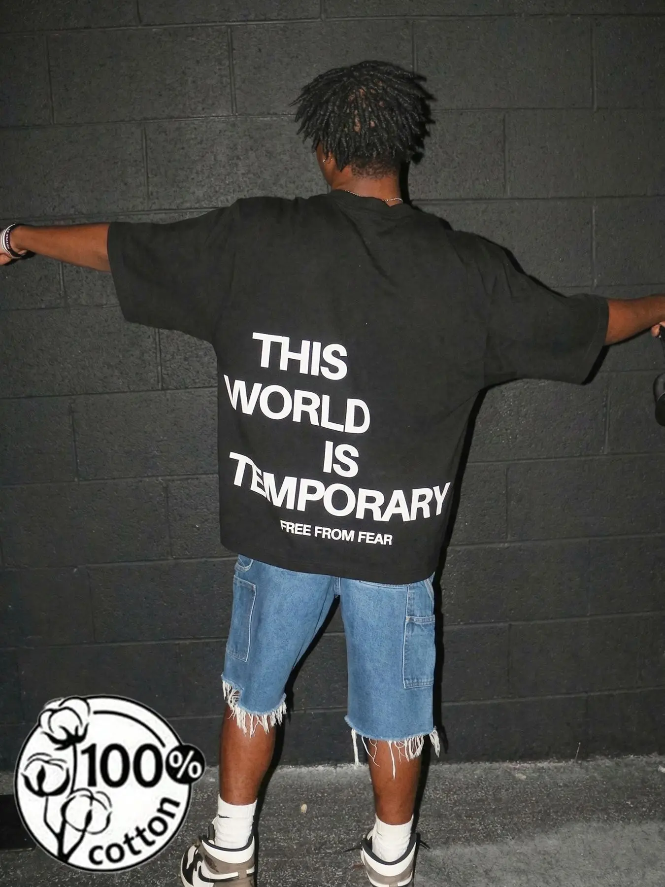 Unisex Multi-Color "This World Is Temporary" Slogan Print Oversized T-Shirt | Y2K Grunge American Retro Minimalist Fashion Streetwear Top