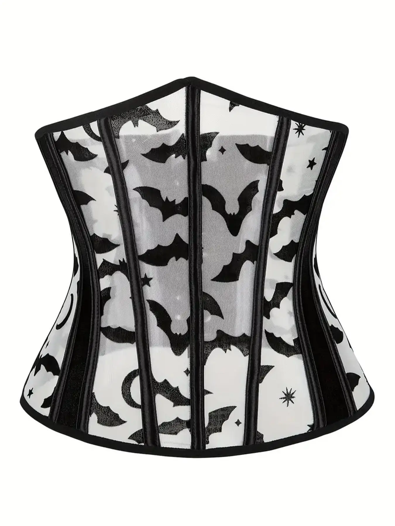 Women's Bat & Galaxy Print Lace Up Sheer Corset Mesh Waist Trainer, Corset Waist Shaping, High Stretch Grommet Eyelet Waist Cincher Belt, Tummy Control Waist Shaper for Women, Halloween, Tummy Control Shapers