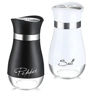 2pc Salt & Pepper Shakers Set, Adjustable Pour Holes Design, Refillable Spices Container, Ideal for Kitchen Cooking Essentials, Kitchenware