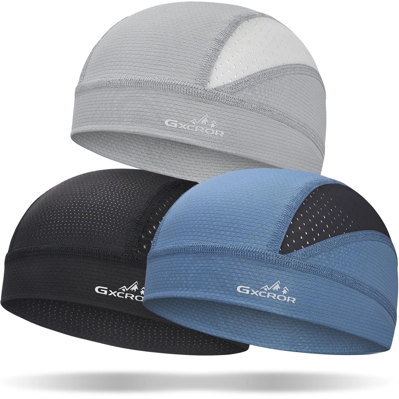 3-Pack Cooling Skull Cap for Men Women Sweat-Wicking Breathable Mesh Liner for Helmets, Summer Cycling Motorcycle