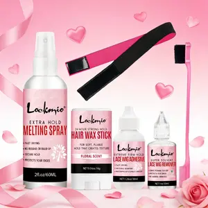 Hair Glue Spray Set Adhesive Remover Wax Stick Hair Net Fixing No Residue Auxiliary Wig Wear Edge Control Decoration Tool Beginner Easy Kit