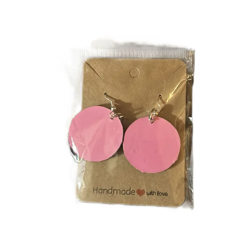 Handmade Pink Leather Earrings by Me, Love Crafted with Care, Unique Fashion Accessory