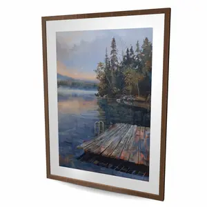 Begin Home Decor C1FM3648LF38QF 36 x 48 in. Dock - White Framed Matted Print Wall Art - Home Decor Art Print