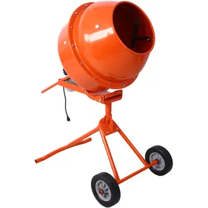 Portable Electric Concrete Mixer with 370W Motor, 4.6 cu/ft Cement Mixing Barrow, Safety Lock, Steel Plate, Handle, Wheel for Mortar Mixing