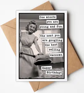 Katie Doodle  - Funny Birthday Card for Friend, (Handmade in USA), Vintage with Envelope - Great for 30th, 40th, 45th, 50th Birthday Gifts, Cards for Women, Her, Best Friend, Daughter