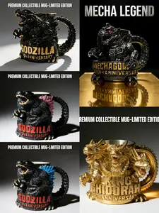[Live Only]Godzilla 70th Anniversary 3D Sculpted Mug , Limited Edition Collectible Stainless Steel Tankard, Unique Gift for Kaiju Movie Fans