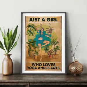 Yoga Just a Girl Who Loves Yoga and Plants Poster, Yoga and Plant Poster, Yoga Poster, Vintage Poster, Wall Art