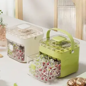 1 unit - single compartment ice box - household large-capacity ice-making mold - suitable for small refrigerators - with lid and double-layer ice storage container - a must-have item for summer parties and festivals that can be combined for storage