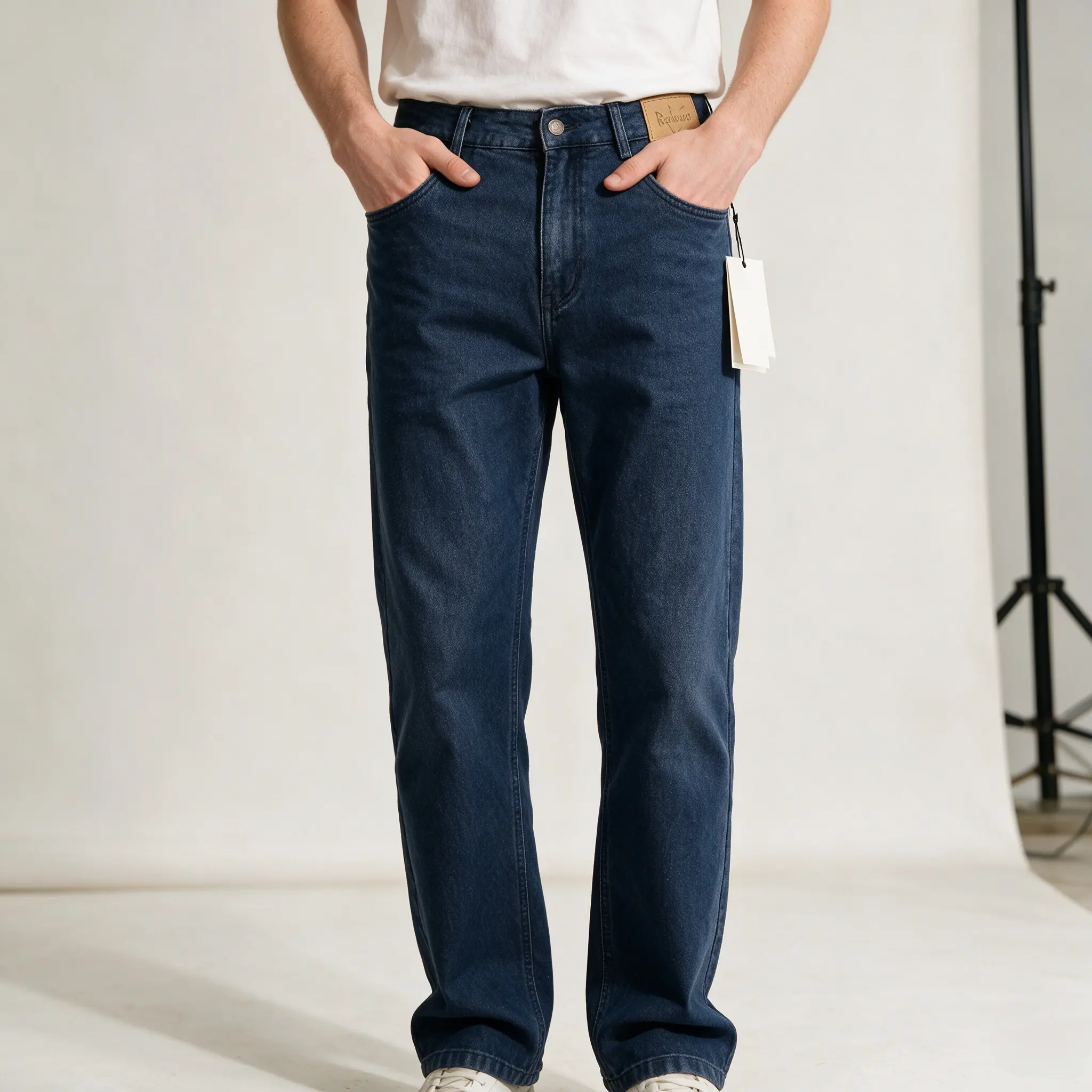 Men's High-Stretch Straight-Leg Denim Jeans - Cold Wash Fabric, Casual Elastic Waist, Soft Flexible, Classic Regular Fit Streetwear with Pockets for Adult Men's West Coast Daily Outfits