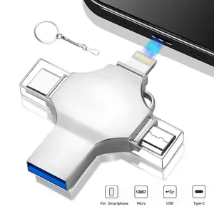 128GB/256GB USB Flash Drive,4 in 1 High Speed USB 3.0 Memory Stick,Thumb Drive,USB flash drive for iPhone iPad,External Storage for iPad,Android Phones,PC and More Devices,Memory stick storage for photo and video backup