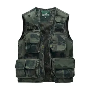 Men's Tactical Camo Vest - Sleeveless Outdoor Utility Vest with Multiple Pockets, Zippered Mesh Panels & Straps for Hiking, Fishing & Casual Wear, Fishing Vest|   Camouflage Vest|   Multipocket Vest