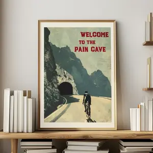 Cycling Gifts for Cyclist Bike Wall Decor Pain Cave Bicycle Art Retro Vintage Green Cycling Poster Tour de France Gift for Home Office Decor
