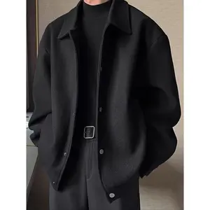 Men’s Autumn–Winter Solid-Color Lapel Wool Jacket, Thickened Streetwear Outerwear, Versatile Trachten Coat for Multiple Occasions