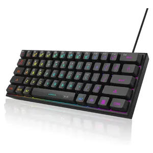 Mini 60% Gaming Keyboard, RGB Backlit 61 Key Ultra-Compact Keyboard, TS91 Ergonomic Waterproof Mechanical Feeling Office Computer Keyboard for PC, MAC, PS4, Xbox ONE Gamer(Black)