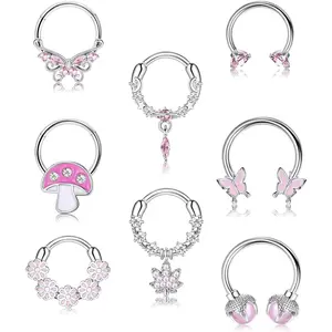 Septum Rings 16G Septum  16 Gauge Surgical Stainless Steel Septum Nose Rings for Women  Septum Piercing Septum Clicker Septum Horseshoe Rings Butterfly Septum Piercing