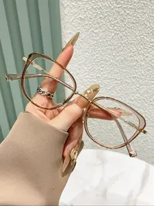 Metal Frame Eyeglasses, Fashionable Eyeglasses for Women & Men, Fashion Eyeglasses for Work, Daily Clothing Decor, Perfect for Student Daily Use