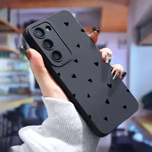 Black Personality School Heart Print Phone Case for Samsung Ultra/S24 Plus/S24/S23 Ultra/S23 FE/A55/A54/A53/A52/A52S/A51 Compatible with iPhone 13/XR