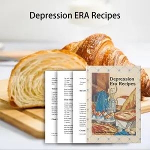 Vintage Recipe Book, Hardcover Cookbook with 450 Recipes, Inspired by 1930s Affordable Dishes, Nostalgic Photos, Classic Kitchen Tips, Perfect Gift for Food Lovers