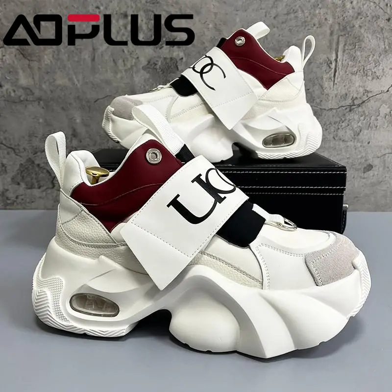 Men's Trendy Fashion Colorblock Platform Elevator Sneakers - Durable Rubber Sole, Athletic Casual Walking Shoes, Chunky Design, Athletic Sneakers, Colorblock Sneakers