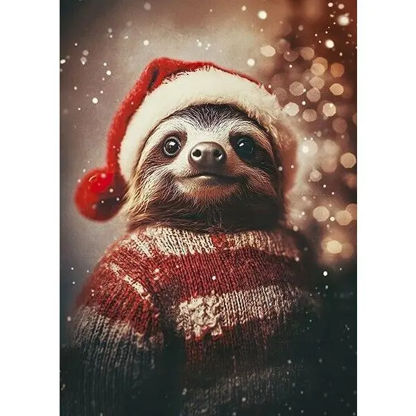 Trendy Poster-Christmas Sloth - Cute Funny Animal - Poster Decor Room Decoration Ornaments Photo Artistic