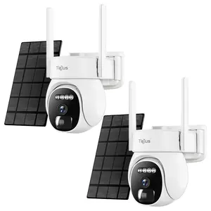 2.4G/5G Security Cameras Wireless Outdoor, 2K Solar Camera for Home Security, 360° PTZ/3MP Color Night Vision/Battery Powered/2Way Talk/Compatible with Alexa/IP66 Waterproof(2 Pack)