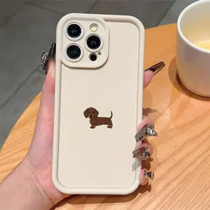 Cute Dachshund Tpu Anti-Drop Shockproof Full Cover Case for Apple iPhone 6/7/8/x/XS/XR/XS Max/11/12/13/14/15/16/17 Pro Max, Perfect Gift for Couples