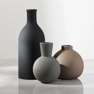 Rustic Farmhouse Ceramic Vase Set (3-Piece) - Minimalist Home Decor, Ideal Gift for Mother's Day