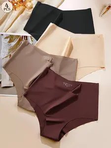 4-Pack High Waisted Seamless Basic Panties | Soft & Comfortable Fit | Ice Silk for Every Body