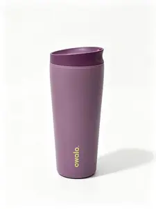 Owala SmoothSip Slider Tumbler 20oz, Insulated Stainless Steel Coffee Mug, Reusable Iced Coffee Cup, Leak Proof Travel Tumbler for Hot & Cold Drinks, Matte Purple