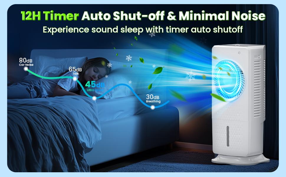Windowless Portable Air Cooler Fan - 3 Fan Speeds, 3 Cooling Modes, 1.5 Gal Water Tank, Oscillation Function, Remote Control (Household Home Appliance)