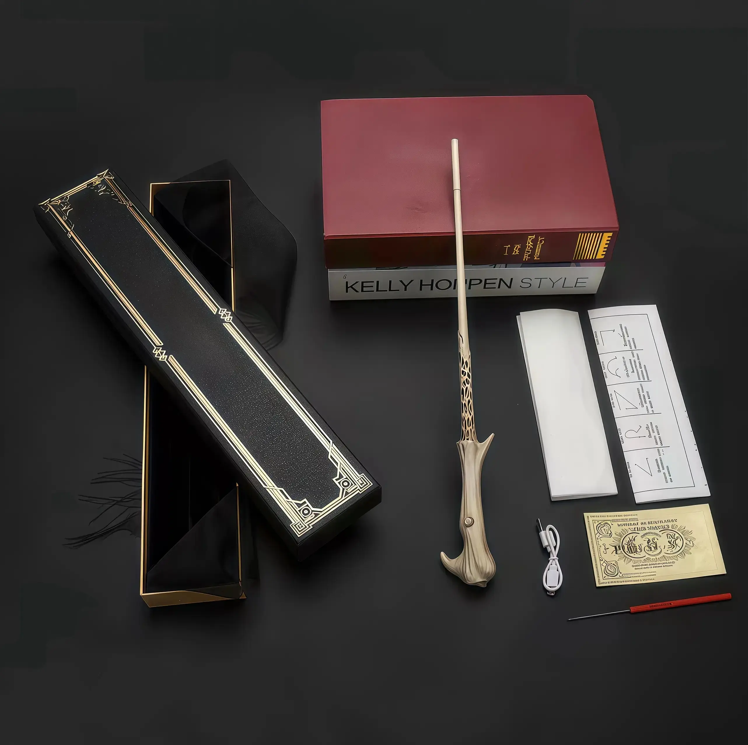 Premium Wizarding World Replica Magic Wand, Dumbledore Props, Halloween Role Play Costume Tool, Magic Acrobatics Equipment Accessory