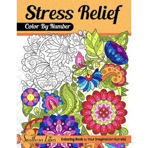 Color By Number Stress Relief: Coloring Book of Relaxing Drawings and Mindful Patterns with Detailed Color Palette, Large Print Pages For Adults Women Seniors to Relieve Anxiety Paperback – November 13, 2023