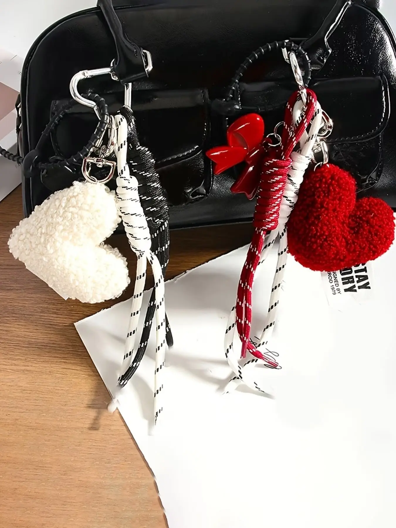 Love Bag Hanging Keychain - Plush Love Same Color Butterfly Knot Decorative Bag Pendant, Soft Love Pendant, Valentine's Day, Mother's Day Gifts, Bag Charm, Tassel Charm, Purse Charm, Bag Accessories Charms