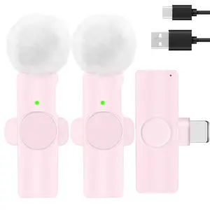 Wireless Lavalier Microphone for iPhone iPad Type-C, Plug-Play 2.4g, Ultra-Low Delay, Noise Reduction, Ideal for Video Recording, Interviews, Podcasts