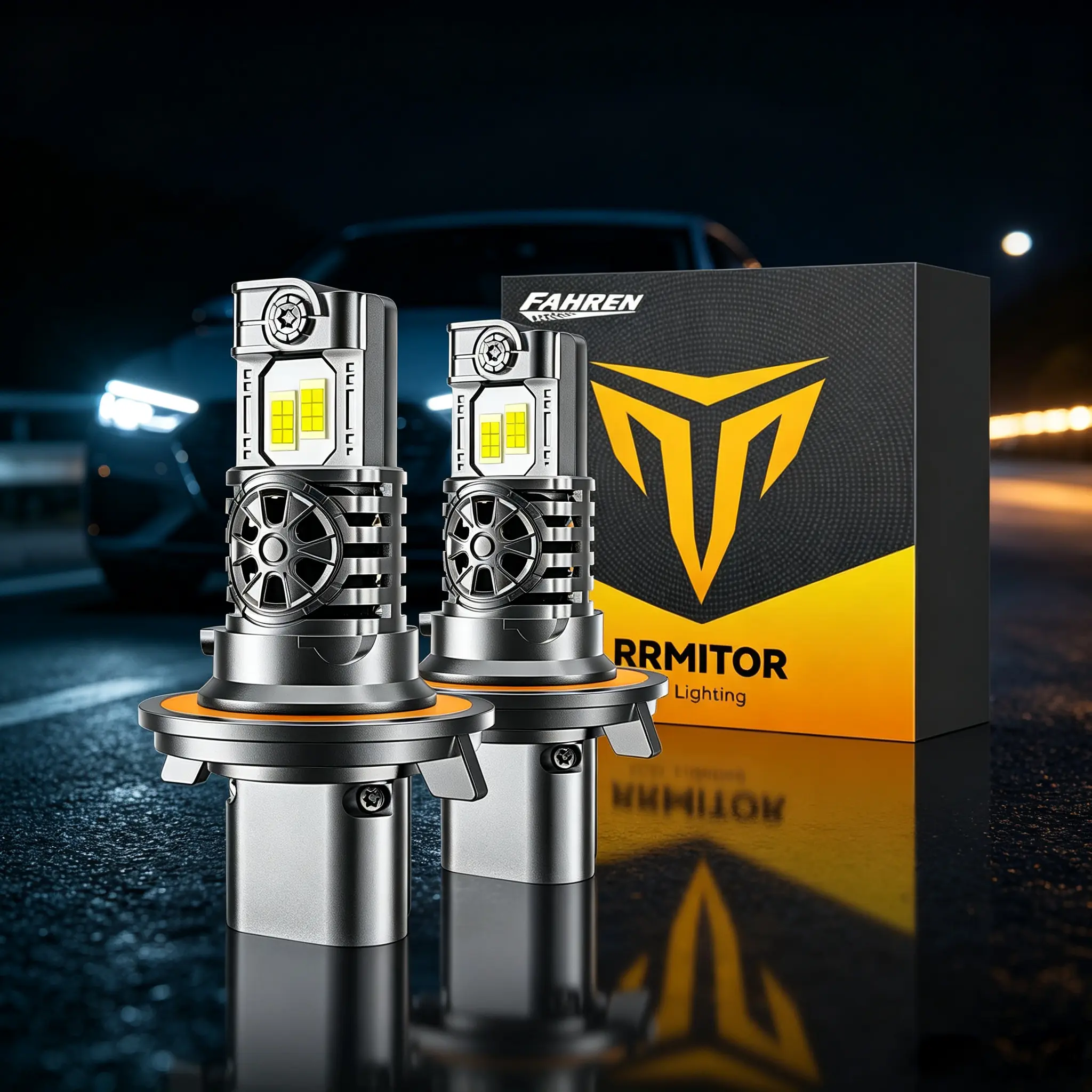 Fahrenheit Premium H13 9008 LED Headlights, Hi‑Low Beam, Thermostatic‑Enhanced Efficient Cooling Aluminum Structure, 55000LM 6500K Cool White, 70000+ Hour Long‑Lifespan, 1000% Improved Brightness, Plug‑and‑Play 2‑Pack