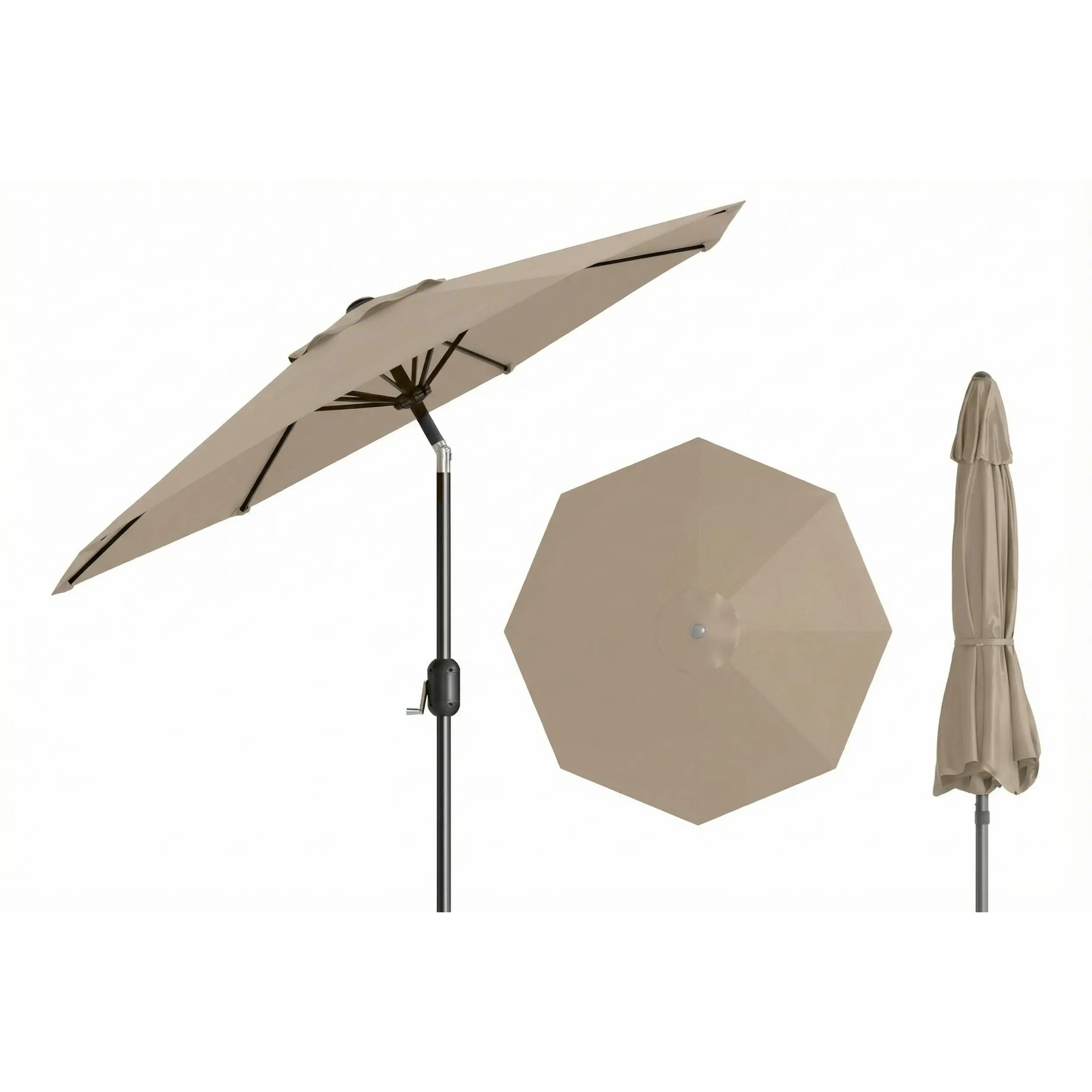 10FT Patio Umbrella for Outdoor – Waterproof, UV Protection, 8 Sturdy Ribs, Push Button Tilt & Crank – Ideal Market Sun Shade for Garden, Deck, Pool, Backyard, Beach, Camping – No Base
